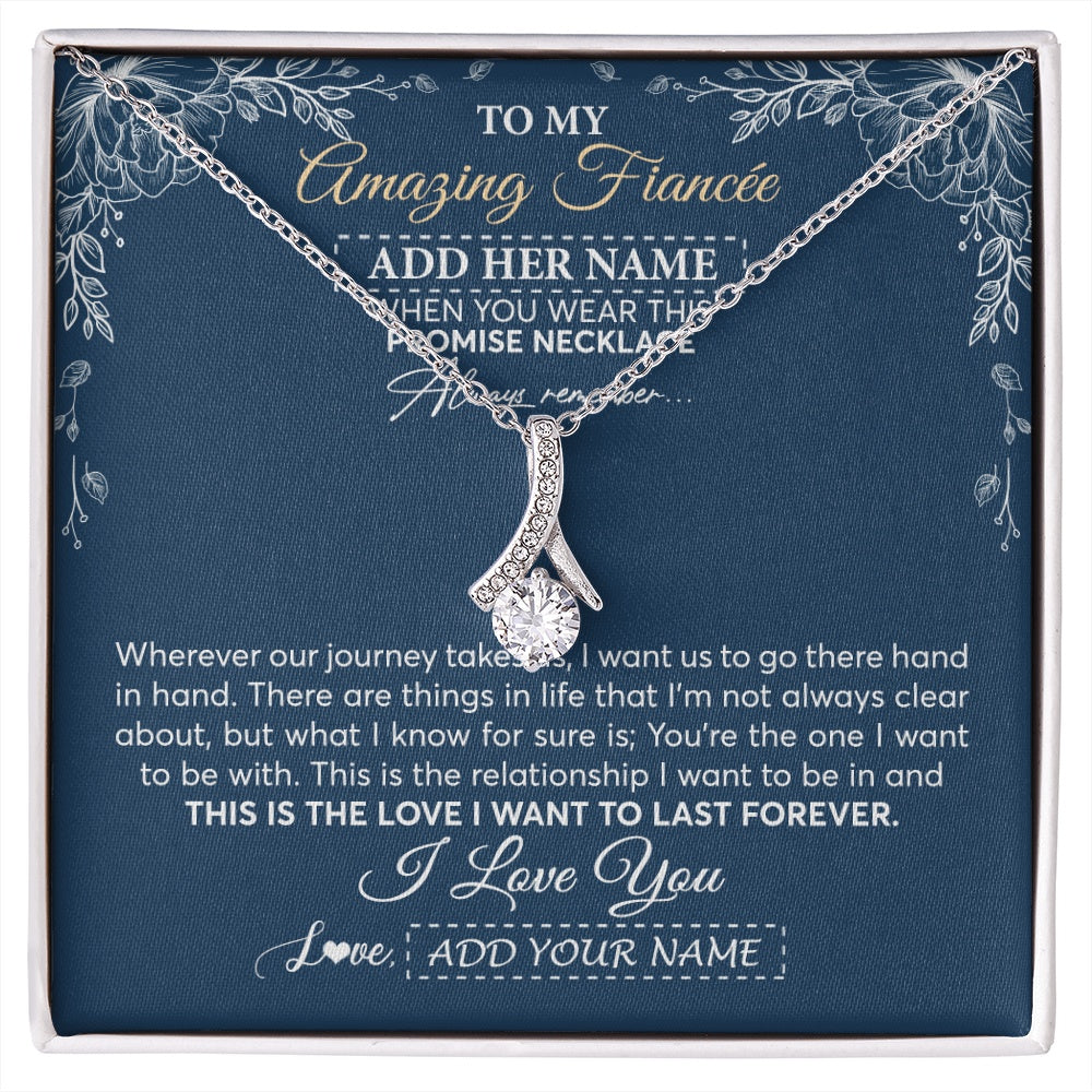 Alluring Beauty Necklace 14K White Gold Finish | 1 | Personalized To My Amazing Fiancee Necklace From Fiance Promise Necklace Birthday Gifts For Fiancee For Her Valentines Christmas Custom Gift Box Message Card | https://siriusteestore.