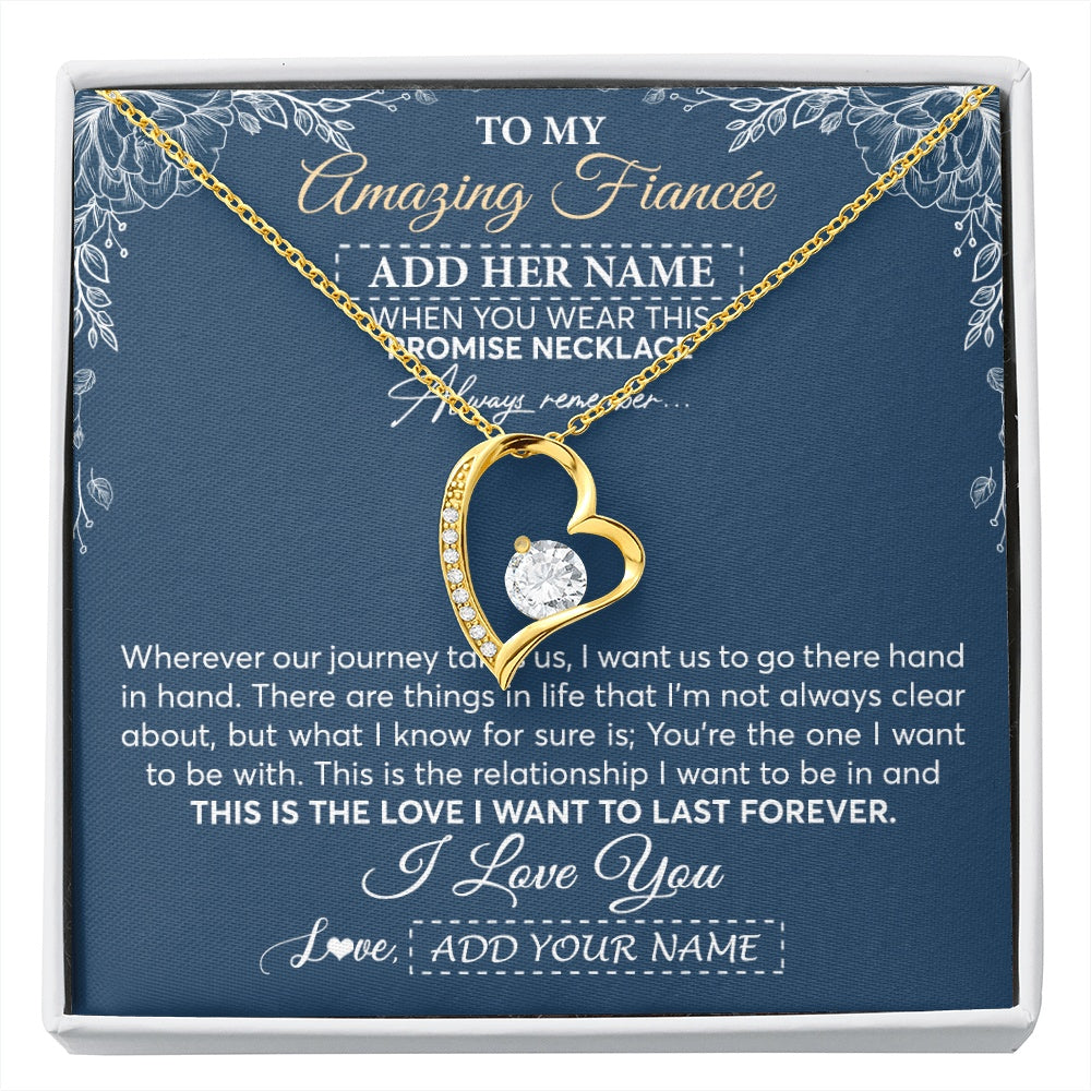 Forever Love Necklace 18K Yellow Gold Finish | 1 | Personalized To My Amazing Fiancee Necklace From Fiance Promise Necklace Birthday Gifts For Fiancee For Her Valentines Christmas Custom Gift Box Message Card | https://siriusteestore.