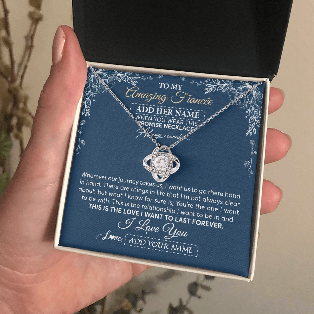 Love Knot Necklace 14K White Gold Finish | 2 | Personalized To My Amazing Fiancee Necklace From Fiance Promise Necklace Birthday Gifts For Fiancee For Her Valentines Christmas Custom Gift Box Message Card | https://siriusteestore.