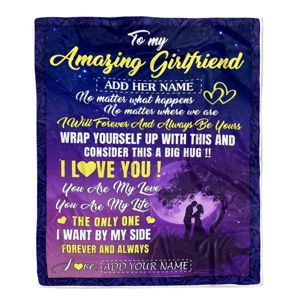 Personalized To My Amazing Girlfriend Blanket Big Hug For Girlfriend Birthday Gifts Anniversary Romantic Gifts Valentines Day For Her Christmas Fleece Blanket | siriusteestore