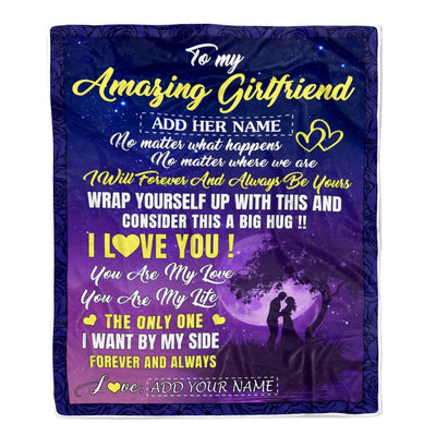 Personalized To My Amazing Girlfriend Blanket Big Hug For Girlfriend Birthday Gifts Anniversary Romantic Gifts Valentines Day For Her Christmas Fleece Blanket | siriusteestore