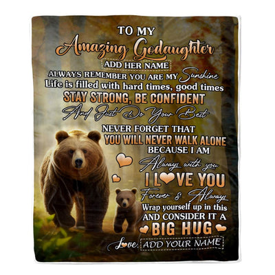 Personalized To My Amazing Goddaughter Bear Blanket From Godmother Uncle My Sunshine Goddaughter Birthday Gifts Graduation Christmas Customized Fleece Blanket | siriusteestore