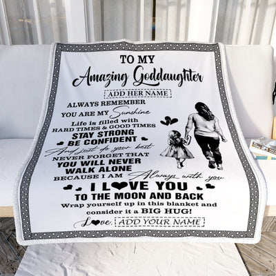 Personalized To My Amazing Goddaughter Blanket From Godmother Aunt Woman It A Big Hug Goddaughter Birthday Gifts Graduation Christmas Custom Fleece Blanket | siriusteestore