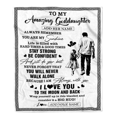 Personalized To My Amazing Goddaughter Blanket From Uncle Godfather Man It A Big Hug Goddaughter Birthday Gifts Graduation Christmas Custom Fleece Blanket | siriusteestore