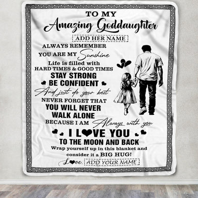 Personalized To My Amazing Goddaughter Blanket From Uncle Godfather Man It A Big Hug Goddaughter Birthday Gifts Graduation Christmas Custom Fleece Blanket | siriusteestore
