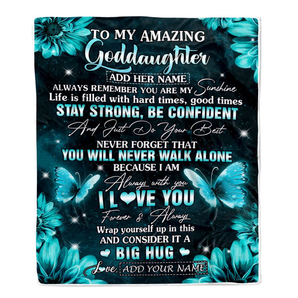 Personalized To My Amazing Goddaughter Butterfly Blanket From Godmother My Sunshine Goddaughter Birthday Gifts Graduation Christmas Customized Fleece Blanket | siriusteestore