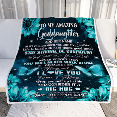 Personalized To My Amazing Goddaughter Butterfly Blanket From Godmother My Sunshine Goddaughter Birthday Gifts Graduation Christmas Customized Fleece Blanket | siriusteestore