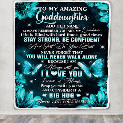 Personalized To My Amazing Goddaughter Butterfly Blanket From Godmother My Sunshine Goddaughter Birthday Gifts Graduation Christmas Customized Fleece Blanket | siriusteestore