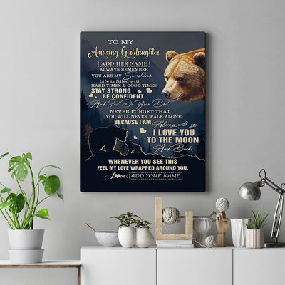 Personalized To My Amazing Goddaughter Canvas From Godmother Uncle Bear It A Big Hug Goddaughter Birthday Gifts Graduation Christmas Custom Wall Art Framed Canvas Shirt & Hoodie | siriusteestore