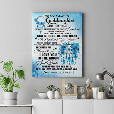 Personalized To My Amazing Goddaughter Canvas From Godmother Uncle Dream Catcher It A Big Hug Goddaughter Birthday Gifts Christmas Customized Wall Art Framed Canvas | siriusteestore