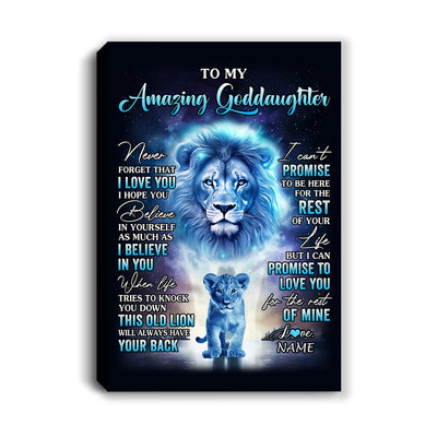 Personalized To My Amazing Goddaughter Canvas From Uncle Lion Never Forget I Love You Goddaughter Birthday Gifts Graduation Christmas Custom Wall Art Print Framed Canvas | siriusteestore