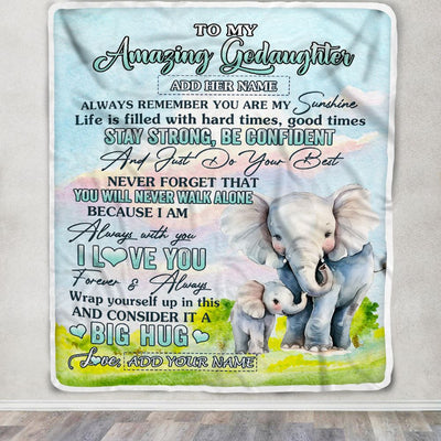 Personalized To My Amazing Goddaughter Elephant Blanket From Godmother My Sunshine Goddaughter Birthday Gifts Graduation Christmas Customized Fleece Blanket | siriusteestore