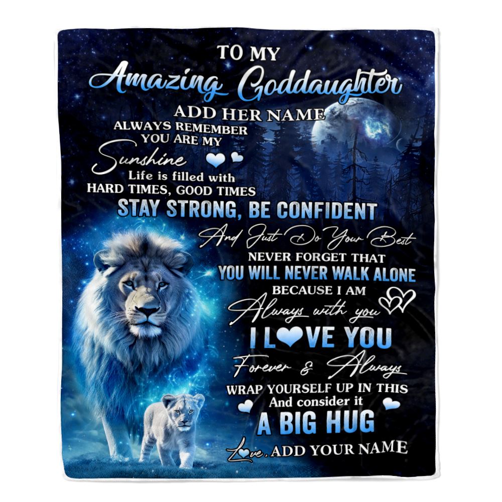 Personalized To My Amazing Goddaughter Lion Blanket From Godfather Uncle My Sunshine Goddaughter Birthday Gifts Graduation Christmas Customized Fleece Blanket | siriusteestore