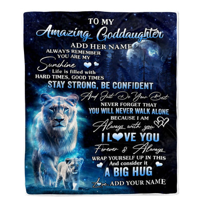 Personalized To My Amazing Goddaughter Lion Blanket From Godmother Aunt My Sunshine Goddaughter Birthday Gifts Graduation Christmas Customized Fleece Blanket | siriusteestore