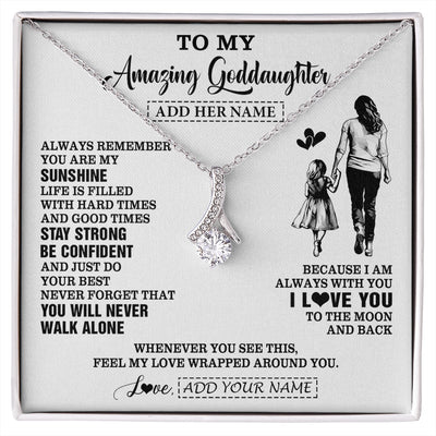 Alluring Beauty Necklace 14K White Gold Finish | 1 | Personalized To My Amazing Goddaughter Necklace From Godmother Aunt Woman It A Big Hug Goddaughter Birthday Gifts Graduation Christmas Gift Box Message Card | https://siriusteestore.