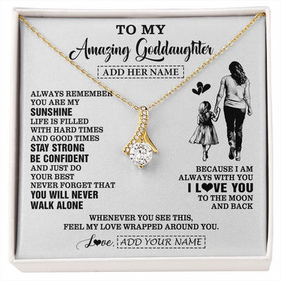 Alluring Beauty Necklace 18K Yellow Gold Finish | 1 | Personalized To My Amazing Goddaughter Necklace From Godmother Aunt Woman It A Big Hug Goddaughter Birthday Gifts Graduation Christmas Gift Box Message Card | https://siriusteestore.