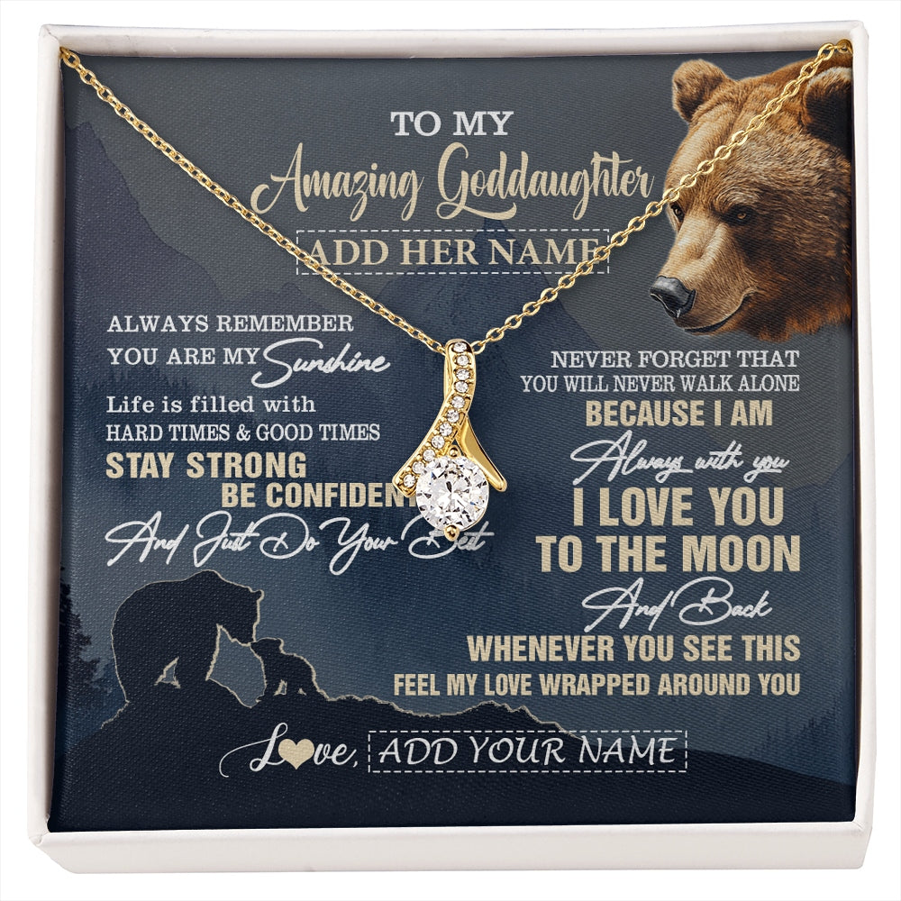 Alluring Beauty Necklace 18K Yellow Gold Finish | 1 | Personalized To My Amazing Goddaughter Necklace From Godmother Bear It A Big Hug Goddaughter Birthday Gifts Graduation Christmas Custom Gift Box Message Card | https://siriusteestore.