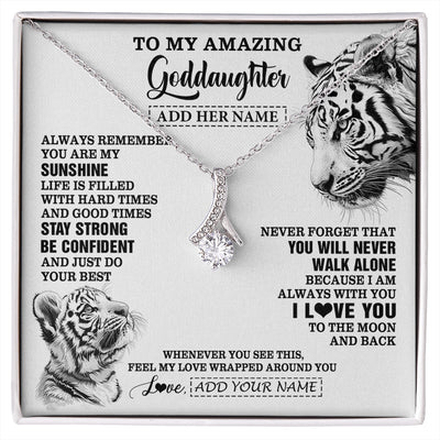 Alluring Beauty Necklace 14K White Gold Finish | 1 | Personalized To My Amazing Goddaughter Necklace From Godmother Godfather White Tiger It A Big Hug Goddaughter Birthday Gifts Christmas Gift Box Message Card | https://siriusteestore.