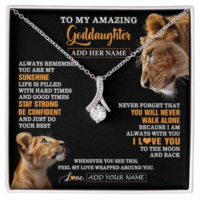 Alluring Beauty Necklace 14K White Gold Finish | 1 | Personalized To My Amazing Goddaughter Necklace From Godmother Lion It A Big Hug Goddaughter Birthday Gifts Graduation Christmas Custom Gift Box Message Card | https://siriusteestore.