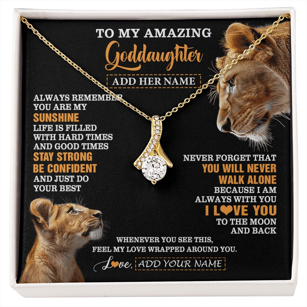 Alluring Beauty Necklace 18K Yellow Gold Finish | 1 | Personalized To My Amazing Goddaughter Necklace From Godmother Lion It A Big Hug Goddaughter Birthday Gifts Graduation Christmas Custom Gift Box Message Card | https://siriusteestore.