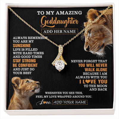 Alluring Beauty Necklace 18K Yellow Gold Finish | 1 | Personalized To My Amazing Goddaughter Necklace From Godmother Lion It A Big Hug Goddaughter Birthday Gifts Graduation Christmas Custom Gift Box Message Card | https://siriusteestore.
