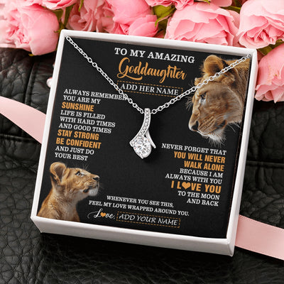 Alluring Beauty Necklace 14K White Gold Finish | 2 | Personalized To My Amazing Goddaughter Necklace From Godmother Lion It A Big Hug Goddaughter Birthday Gifts Graduation Christmas Custom Gift Box Message Card | https://siriusteestore.