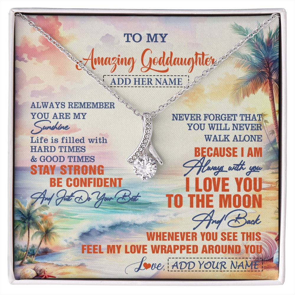 Alluring Beauty Necklace 14K White Gold Finish | 1 | Personalized To My Amazing Goddaughter Necklace From Godmother Uncle Beach It A Big Hug Goddaughter Birthday Gifts Graduation Christmas Gift Box Message Card Shirt & Hoodie | https://siriusteestore.