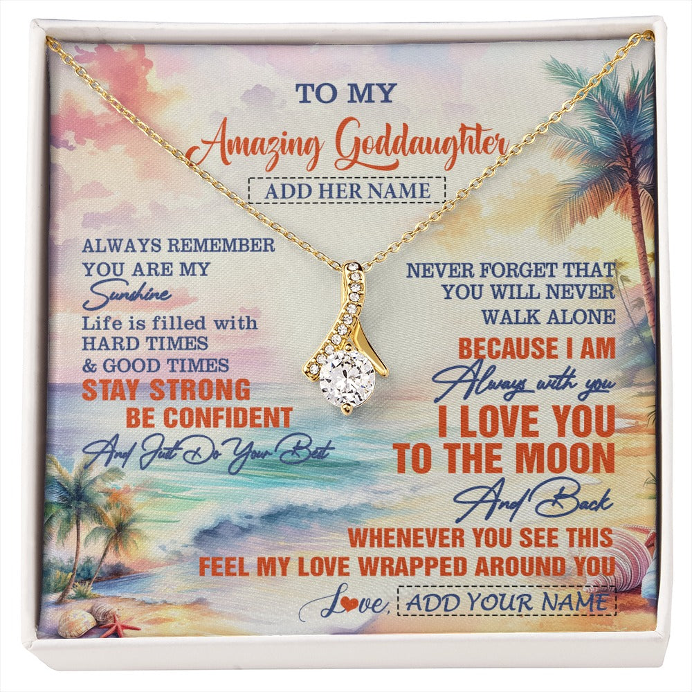 Alluring Beauty Necklace 18K Yellow Gold Finish | 1 | Personalized To My Amazing Goddaughter Necklace From Godmother Uncle Beach It A Big Hug Goddaughter Birthday Gifts Graduation Christmas Gift Box Message Card Shirt & Hoodie | https://siriusteestore.