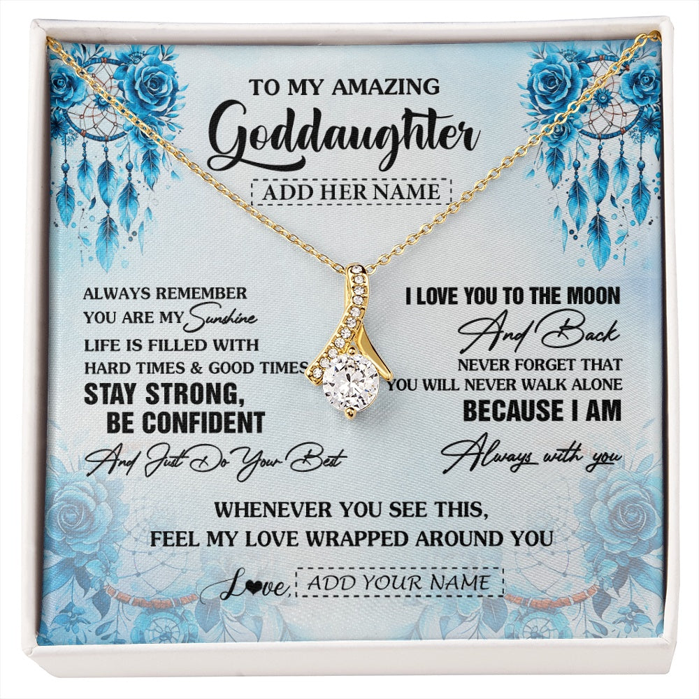 Alluring Beauty Necklace 18K Yellow Gold Finish | 1 | Personalized To My Amazing Goddaughter Necklace From Godmother Uncle Dream Catcher It A Big Hug Goddaughter Birthday Gifts Christmas Gift Box Message Card | https://siriusteestore.