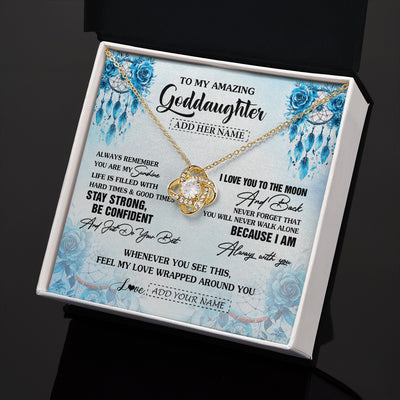 Love Knot Necklace 18K Yellow Gold Finish | 2 | Personalized To My Amazing Goddaughter Necklace From Godmother Uncle Dream Catcher It A Big Hug Goddaughter Birthday Gifts Christmas Gift Box Message Card | https://siriusteestore.