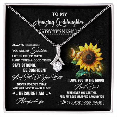 Alluring Beauty Necklace 14K White Gold Finish | 1 | Personalized To My Amazing Goddaughter Necklace From Godmother Uncle Sunflower It A Big Hug Goddaughter Birthday Gifts Christmas Custom Gift Box Message Card | https://siriusteestore.