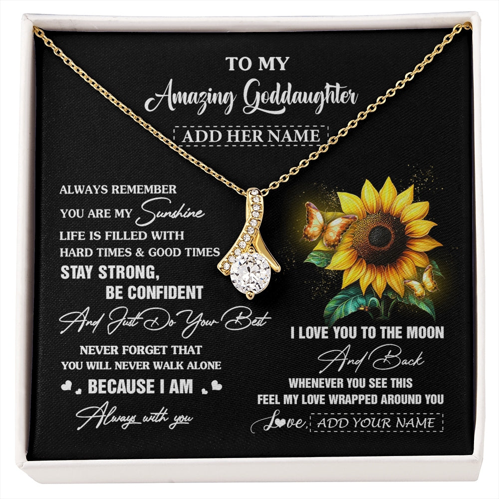 Alluring Beauty Necklace 18K Yellow Gold Finish | 1 | Personalized To My Amazing Goddaughter Necklace From Godmother Uncle Sunflower It A Big Hug Goddaughter Birthday Gifts Christmas Custom Gift Box Message Card | https://siriusteestore.