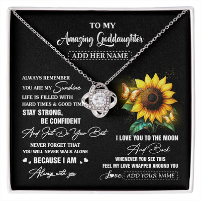 Love Knot Necklace 14K White Gold Finish | 1 | Personalized To My Amazing Goddaughter Necklace From Godmother Uncle Sunflower It A Big Hug Goddaughter Birthday Gifts Christmas Custom Gift Box Message Card | https://siriusteestore.