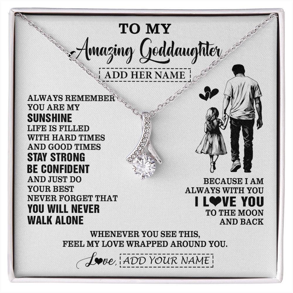 Alluring Beauty Necklace 14K White Gold Finish | 1 | Personalized To My Amazing Goddaughter Necklace From Uncle Godfather Man It A Big Hug Goddaughter Birthday Gifts Graduation Christmas Gift Box Message Card | https://siriusteestore.