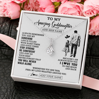 Alluring Beauty Necklace 14K White Gold Finish | 2 | Personalized To My Amazing Goddaughter Necklace From Uncle Godfather Man It A Big Hug Goddaughter Birthday Gifts Graduation Christmas Gift Box Message Card | https://siriusteestore.