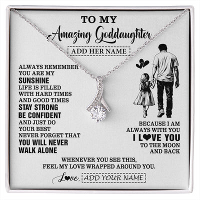 Alluring Beauty Necklace 14K White Gold Finish | 1 | Personalized To My Amazing Goddaughter Necklace From Uncle Godfather Man It A Big Hug Goddaughter Birthday Gifts Graduation Christmas Gift Box Message Card | https://siriusteestore.