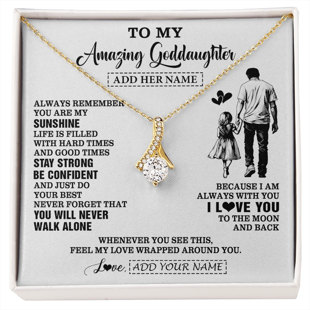 Alluring Beauty Necklace 18K Yellow Gold Finish | 1 | Personalized To My Amazing Goddaughter Necklace From Uncle Godfather Man It A Big Hug Goddaughter Birthday Gifts Graduation Christmas Gift Box Message Card | https://siriusteestore.
