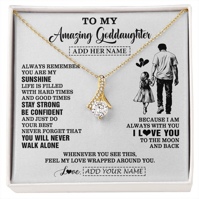 Alluring Beauty Necklace 18K Yellow Gold Finish | 1 | Personalized To My Amazing Goddaughter Necklace From Uncle Godfather Man It A Big Hug Goddaughter Birthday Gifts Graduation Christmas Gift Box Message Card | https://siriusteestore.