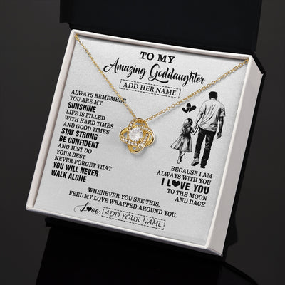 Love Knot Necklace 18K Yellow Gold Finish | 2 | Personalized To My Amazing Goddaughter Necklace From Uncle Godfather Man It A Big Hug Goddaughter Birthday Gifts Graduation Christmas Gift Box Message Card | https://siriusteestore.