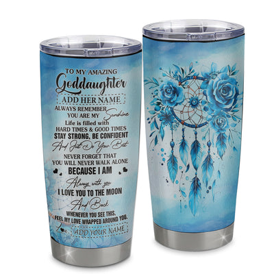 Personalized To My Amazing Goddaughter Tumbler From Godmother Uncle Dream Catcher It A Big Hug Goddaughter Birthday Gifts Christmas Stainless Steel Insulated Mug | siriusteestore