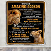 Personalized To My Amazing Godson Blanket From Godfather Uncle Lion It A Big Hug Godson Birthday Gifts Graduation Christmas Customized Fleece Throw Blanket | siriusteestore