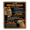 Personalized To My Amazing Godson Blanket From Godmother Aunt Lion It A Big Hug Godson Birthday Gifts Graduation Christmas Customized Fleece Throw Blanket | siriusteestore