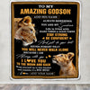 Personalized To My Amazing Godson Blanket From Godmother Aunt Lion It A Big Hug Godson Birthday Gifts Graduation Christmas Customized Fleece Throw Blanket | siriusteestore