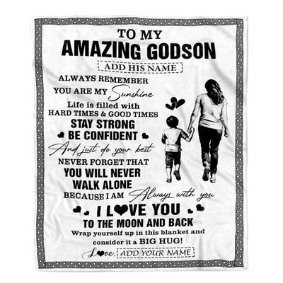 Personalized To My Amazing Godson Blanket From Godmother Aunt Woman It A Big Hug Godson Birthday Gifts Graduation Christmas Customized Fleece Throw Blanket | siriusteestore