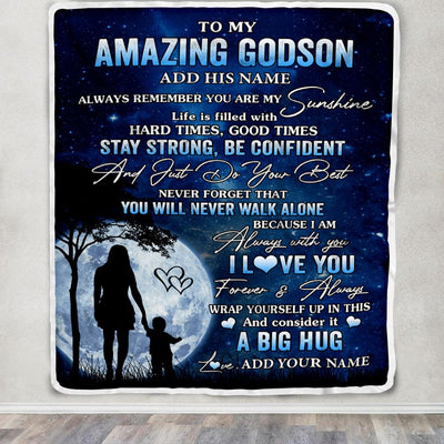 Personalized To My Amazing Godson Blanket From Godmother My Sunshine Godson Birthday Gifts Graduation Christmas Customized Fleece Throw Blanket | siriusteestore