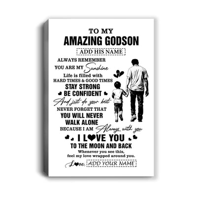 Personalized To My Amazing Godson Canvas From Uncle Godfather Man It A Big Hug Godson Birthday Gifts Graduation Christmas Custom Wall Art Framed Canvas | siriusteestore