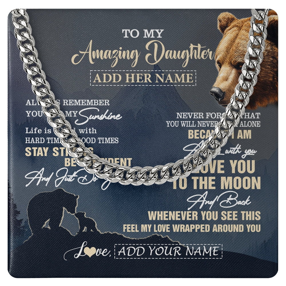 Cuban Link Chain Necklace Stainless Steel | 1 | Personalized To My Amazing Godson Necklace From Godmother Uncle Bear It A Big Hug Godson Birthday Gifts Graduation Christmas Custom Gift Box Message Card | https://siriusteestore.