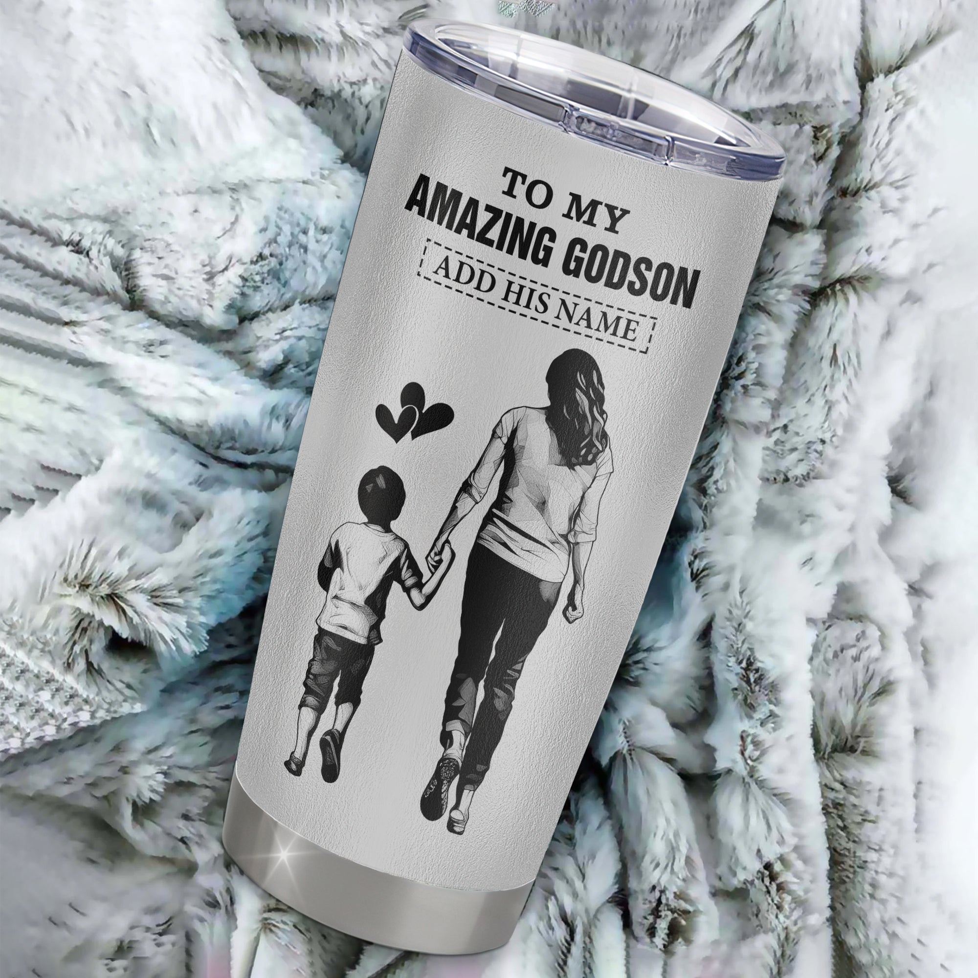 Personalized To My Amazing Godson Tumbler From Godmother Aunt Woman It A Big Hug Godson Birthday Gifts Graduation Christmas Custom Stainless Steel Travel Mug | siriusteestore