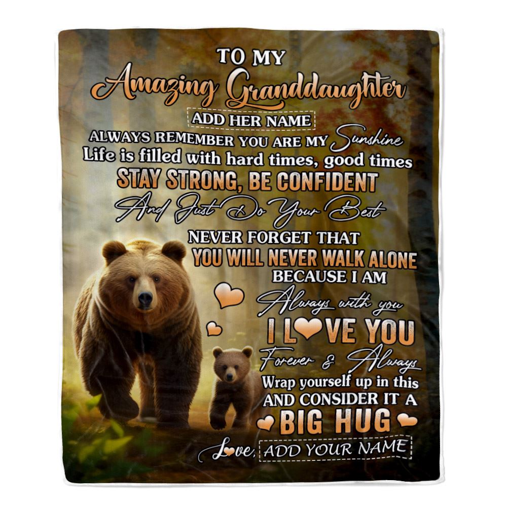 Personalized To My Amazing Granddaughter Bear Blanket From Grandma Grandpa My Sunshine Granddaughter Birthday Gifts Graduation Christmas Fleece Throw Blanket | siriusteestore