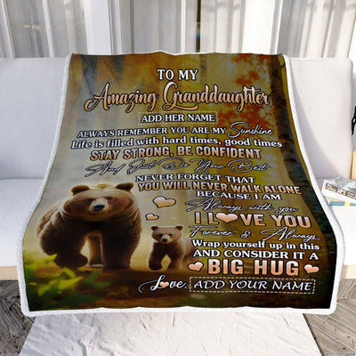 Personalized To My Amazing Granddaughter Bear Blanket From Grandma Grandpa My Sunshine Granddaughter Birthday Gifts Graduation Christmas Fleece Throw Blanket | siriusteestore